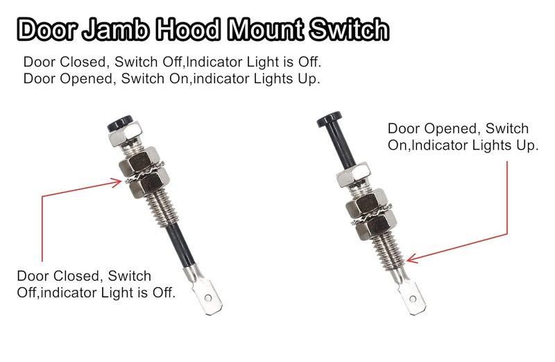 LDCRE Door Pin Switch Car Auto Trunk Alarm Security Hood On Off Momentary 20A 12Vdc Universal Adjustable Bonnet Light Hood Screw 4PCS - Image 2
